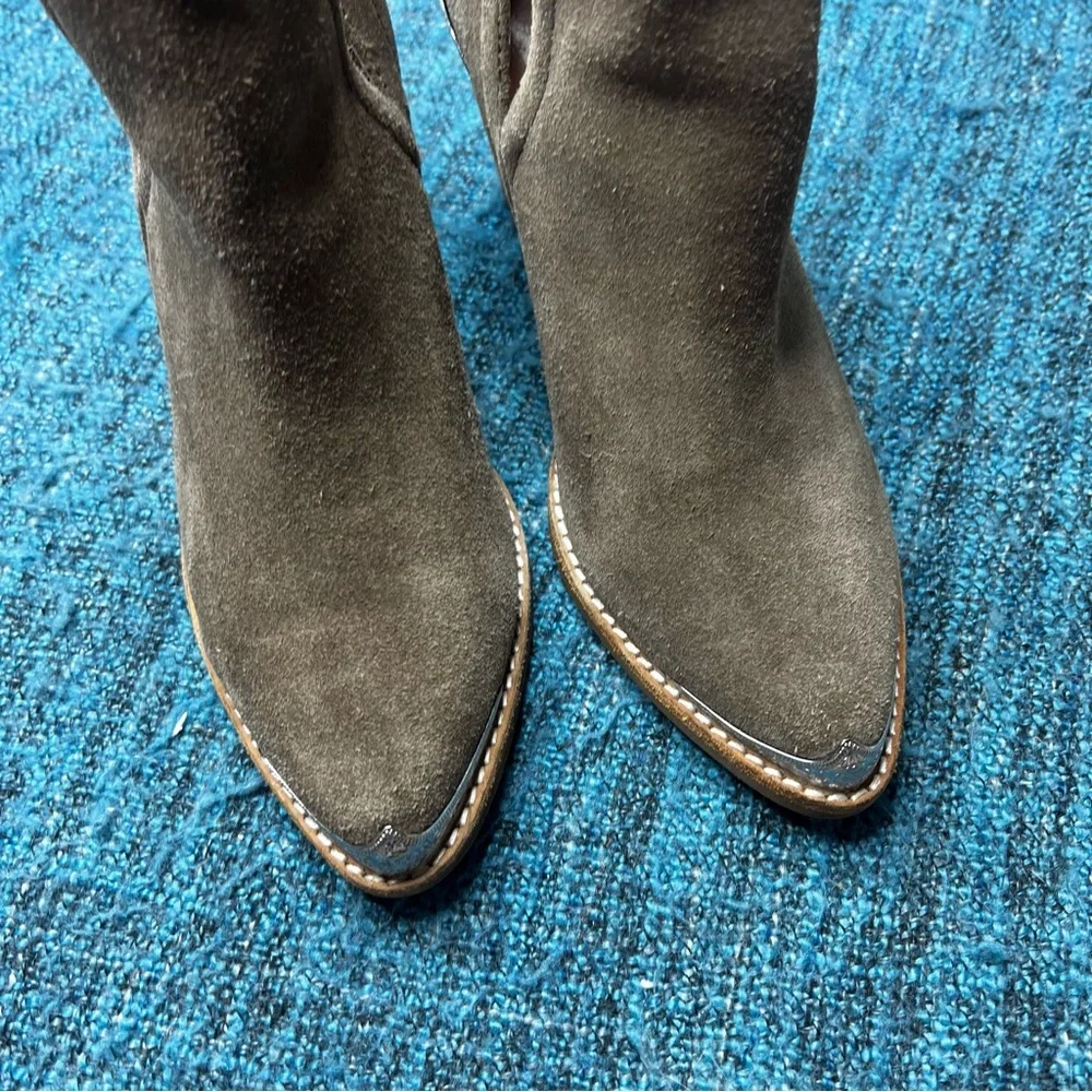 Jeffrey Campbell Cromwell Taupe Suede Western Ankle Boots Women's Size 7 Booties